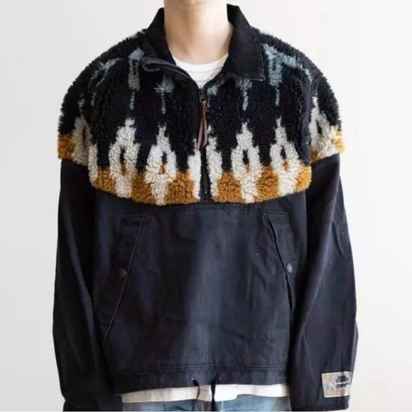 KAPITAL BOA FLEECE NORDIC PULLOVER MEN COLOR BLACK MATERIAL COTTON SIZE M USED.